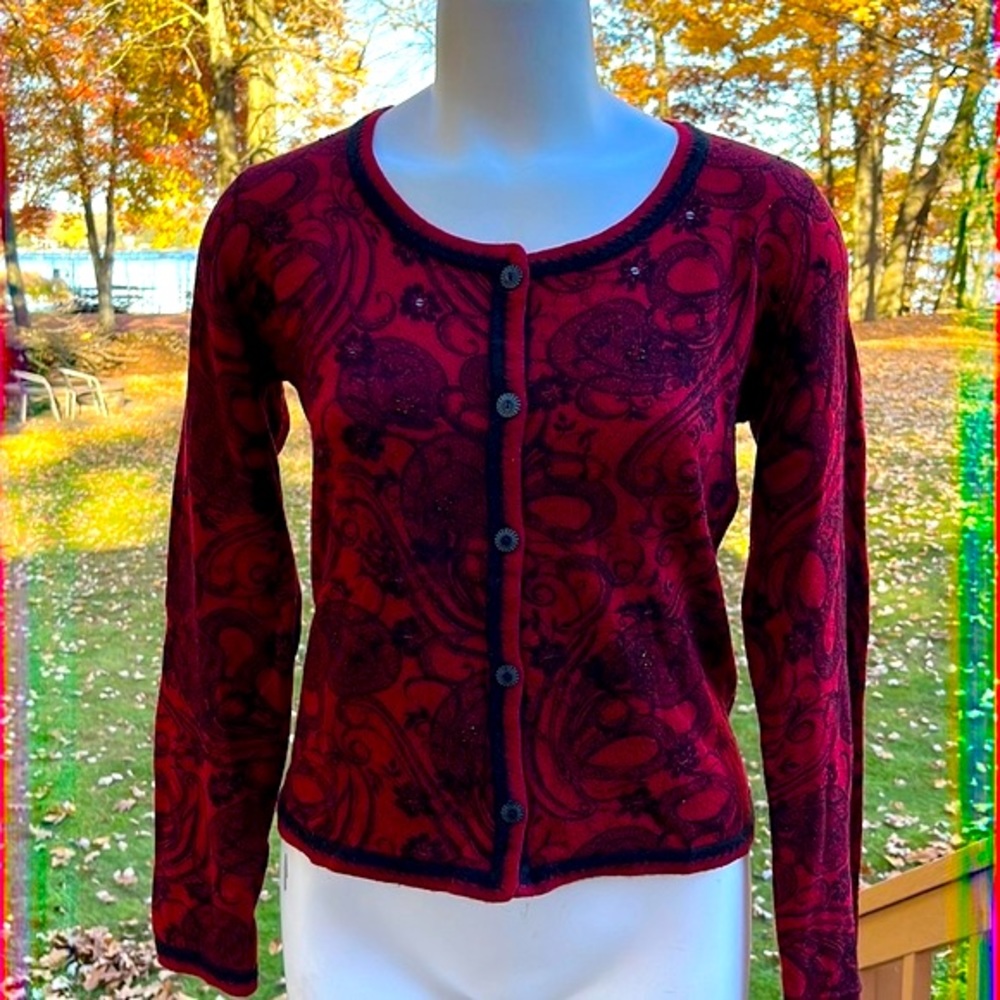 Christopher & Banks embroidered & sequin sweater S-M - Picture 1 of 8